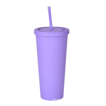 Hot selling 22 oz Colored Acrylic Reusable Cups Double Wall Matte Plastic Bulk Tumblers with lid and straw